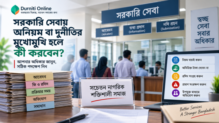 সরকারি সেবায় অনিয়ম বা দুর্নীতির মুখোমুখি হলে কী করবেন?