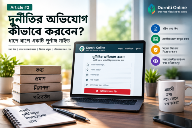দুর্নীতির অভিযোগ কীভাবে করবেন: নিরাপদ ও দায়িত্বশীল গাইড